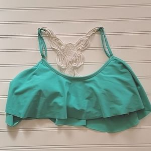 Jessica Simpson Bikini Top Crochet Aqua Turquoise Medium